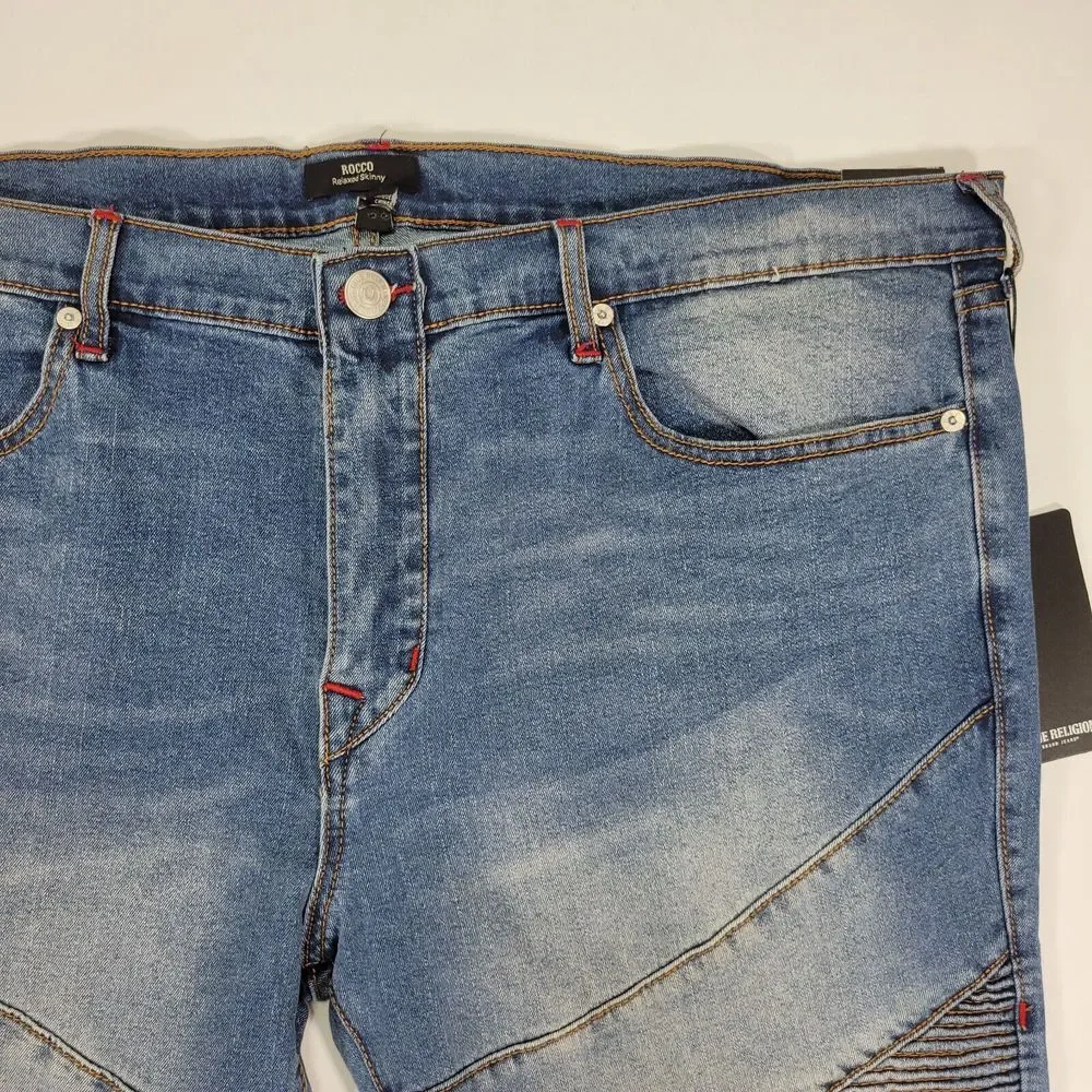 True Religion Men's Denim Jeans Rocco Relaxed‎ Skinny Size 40x33 NEW